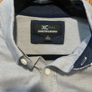 Johnston & Murphy Men's Blue and White Checkered Shirt